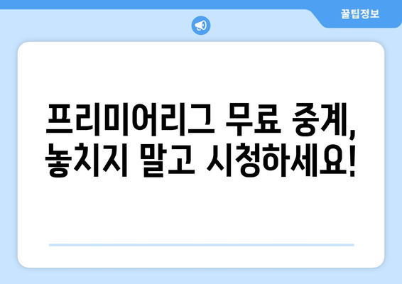 프리미어리그 무료 중계: 실시간 시청 방법