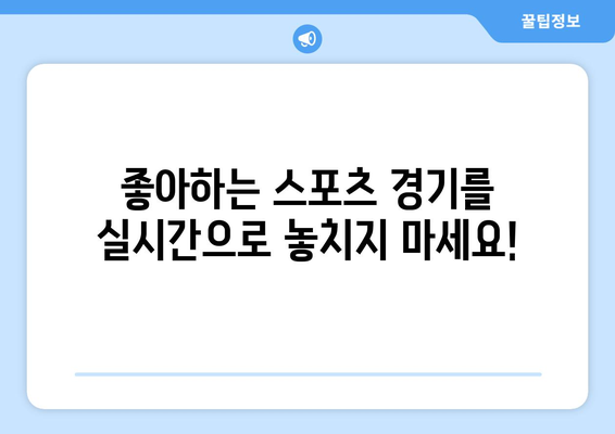 스포츠 실시간 라이브 중계: 빠르고 쉽게 보는 법