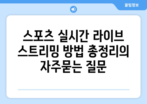 스포츠 실시간 라이브 스트리밍 방법 총정리