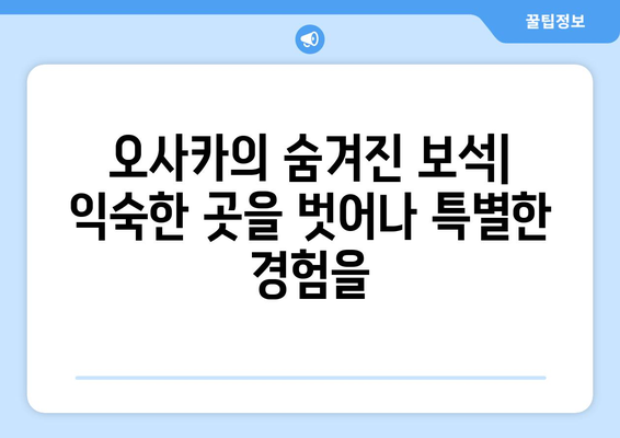 오사카 여행지 추천, 숨겨진 명소부터 인기 장소까지