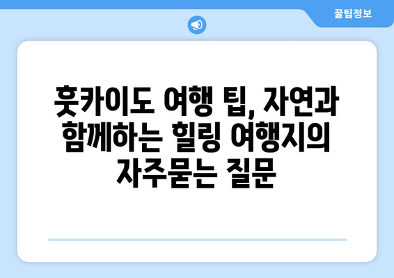 훗카이도 여행 팁, 자연과 함께하는 힐링 여행지