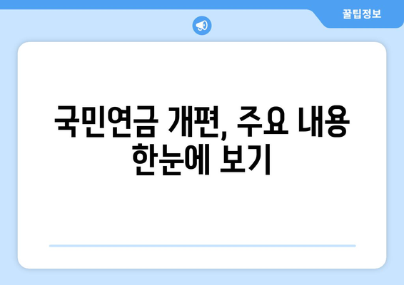 연금개혁안 내용 분석: 국민연금 개편의 상세 정책