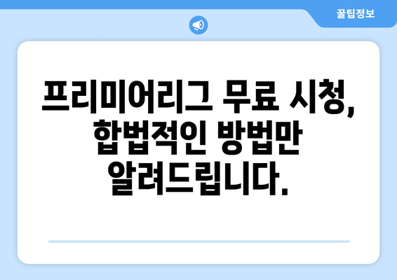 프리미어리그 무료 중계 시청을 위한 필수 정보