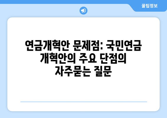 연금개혁안 문제점: 국민연금 개혁안의 주요 단점