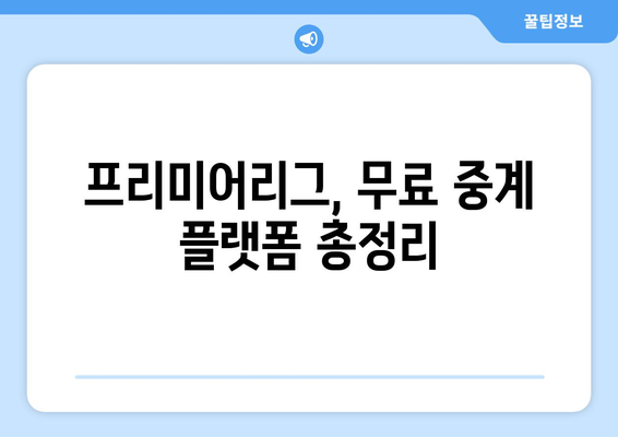 프리미어리그 무료 중계: 지금 시청 가능한 플랫폼