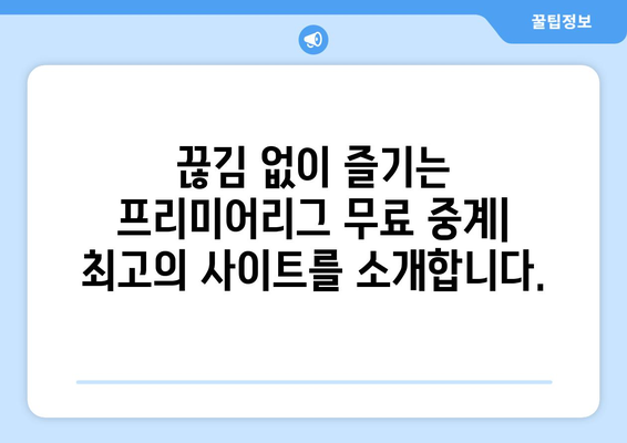 프리미어리그 무료 중계: 신뢰할 수 있는 사이트 추천