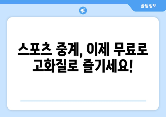 스포츠 실시간 라이브 고화질 무료 시청 방법