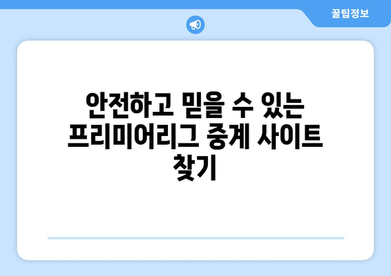 프리미어리그 실시간 무료 중계: 안전한 사이트 추천