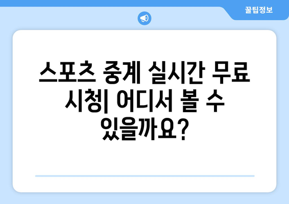 스포츠 실시간 티비 무료 시청 가이드