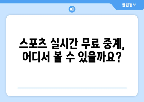 스포츠 실시간 무료 중계: 합법적인 시청 방법