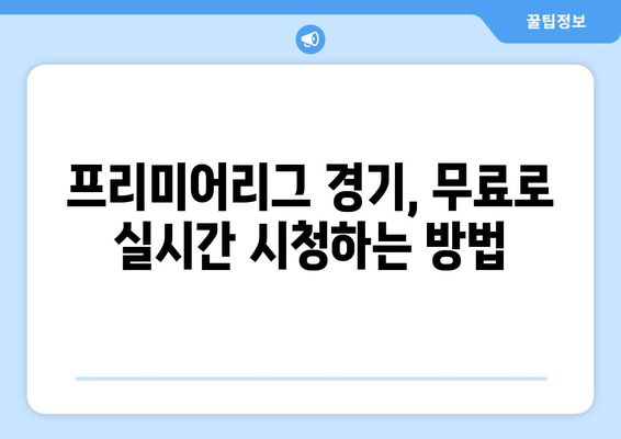 프리미어리그 무료중계: 신뢰할 수 있는 스트리밍 플랫폼 소개