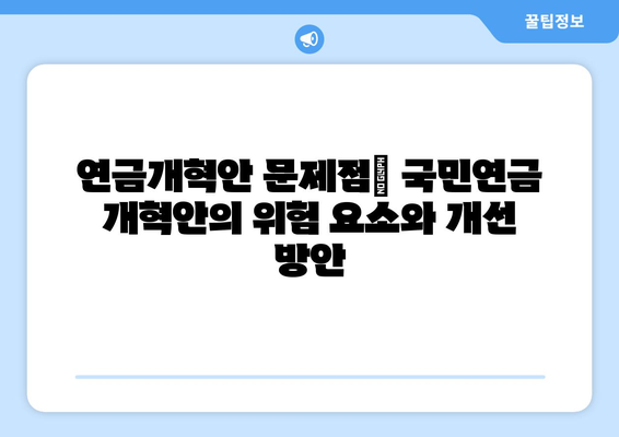 연금개혁안 문제점: 국민연금 개혁안의 위험 요소와 개선 방안