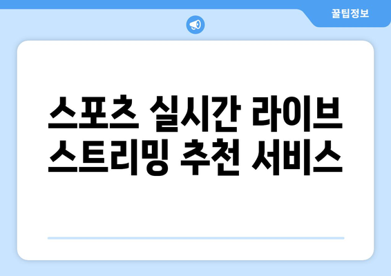 스포츠 실시간 라이브 스트리밍 추천 서비스