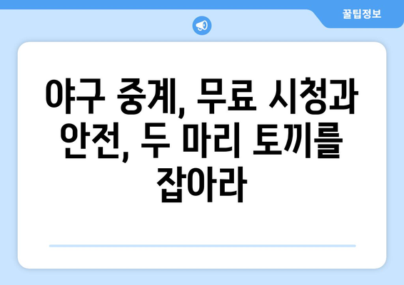 야구 생중계 무료 시청: 안전하게 보는 방법