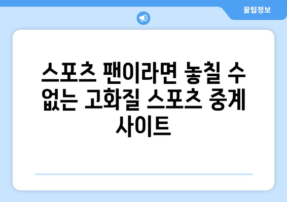 고화질 스포츠 실시간 중계: 최고의 시청 경험 제공 사이트