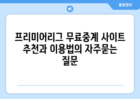 프리미어리그 무료중계 사이트 추천과 이용법