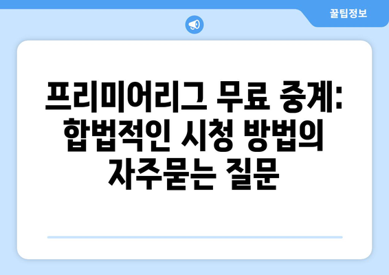 프리미어리그 무료 중계: 합법적인 시청 방법