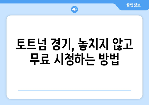 토트넘 경기 무료로 시청하는 법: 공식 채널 안내