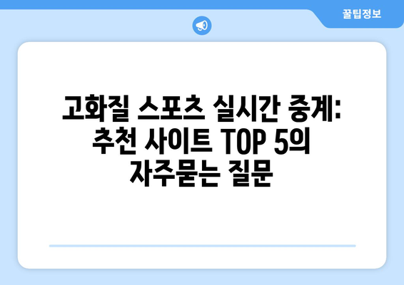 고화질 스포츠 실시간 중계: 추천 사이트 TOP 5