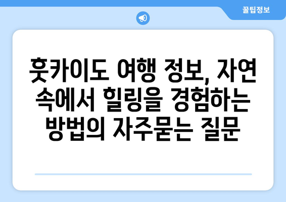 훗카이도 여행 정보, 자연 속에서 힐링을 경험하는 방법