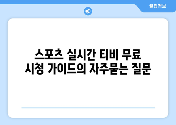 스포츠 실시간 티비 무료 시청 가이드