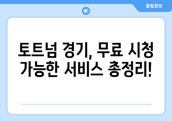 토트넘 경기 무료로 보는 합법적인 방법