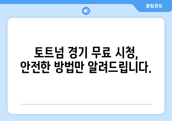 토트넘 경기 무료 중계: 안전하게 시청하는 방법