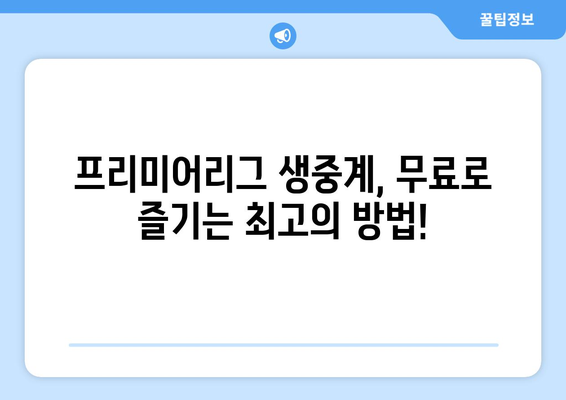 프리미어리그 무료 중계 시청을 위한 필수 정보