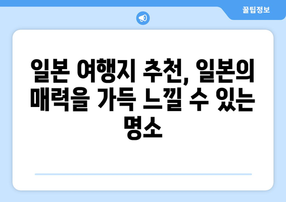 일본 여행지 추천, 일본의 매력을 가득 느낄 수 있는 명소