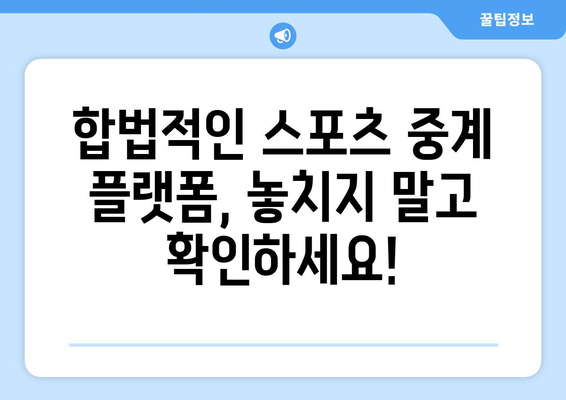 무료 스포츠 실시간 중계, 합법 플랫폼 이용법