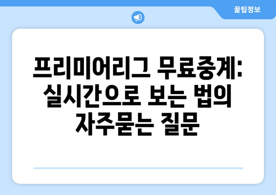 프리미어리그 무료중계: 실시간으로 보는 법