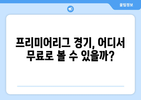 프리미어리그 무료 중계: 지금 시청 가능한 플랫폼