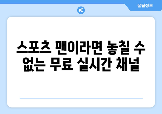 스포츠 실시간 티비: 무료로 시청할 수 있는 추천 채널