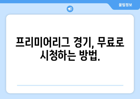 프리미어리그 무료 중계 실시간 링크 제공