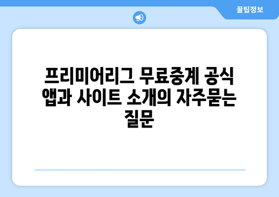 프리미어리그 무료중계 공식 앱과 사이트 소개