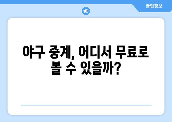 야구 팬을 위한 실시간 무료 생중계 가이드