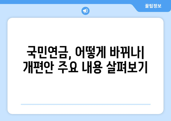 연금개혁안 내용 분석: 국민연금 개편의 주요 요소