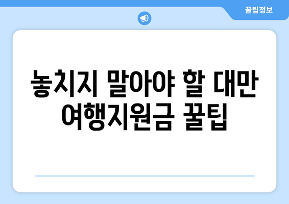 대만 여행지원금 혜택으로 저렴하게 대만 여행 즐기는 법