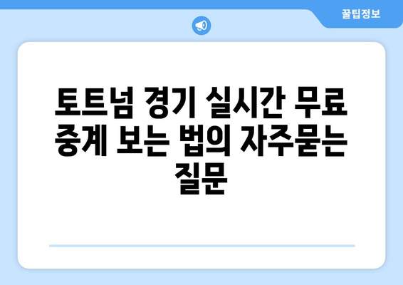 토트넘 경기 실시간 무료 중계 보는 법