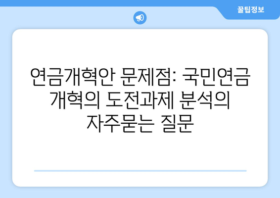 연금개혁안 문제점: 국민연금 개혁의 도전과제 분석