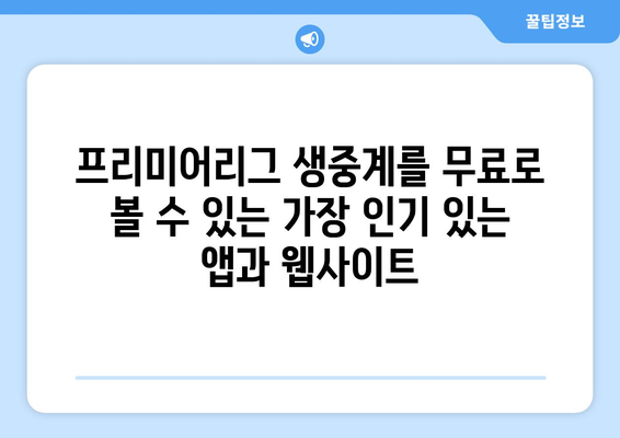 프리미어리그 실시간 중계: 무료로 안전하게 시청하는 방법