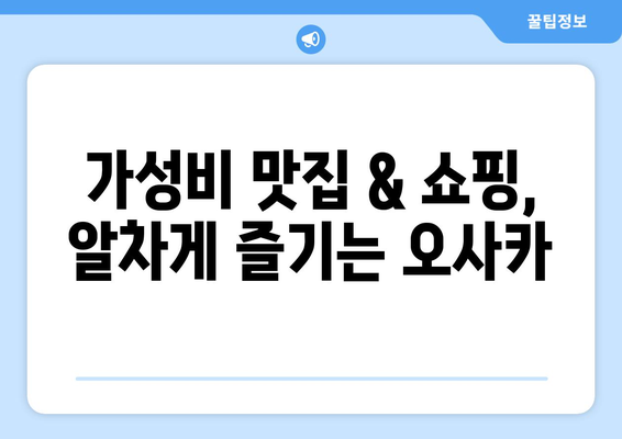 오사카 여행 코스 추천, 가성비 높은 효율적 여행 일정