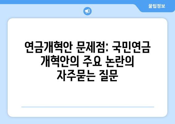 연금개혁안 문제점: 국민연금 개혁안의 주요 논란