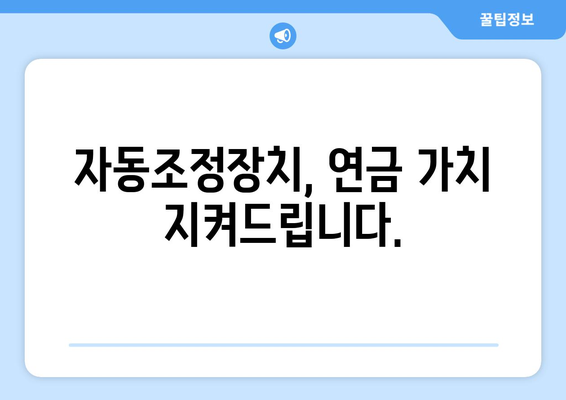 국민연금 자동조정장치 설명: 안정적인 연금 운용을 위하여