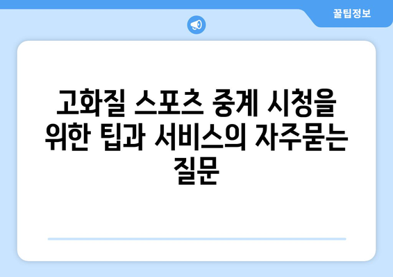 고화질 스포츠 중계 시청을 위한 팁과 서비스