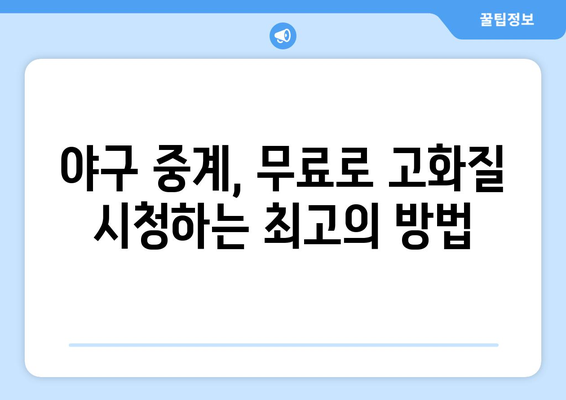 고화질 야구 실시간 중계 무료로 보는 방법