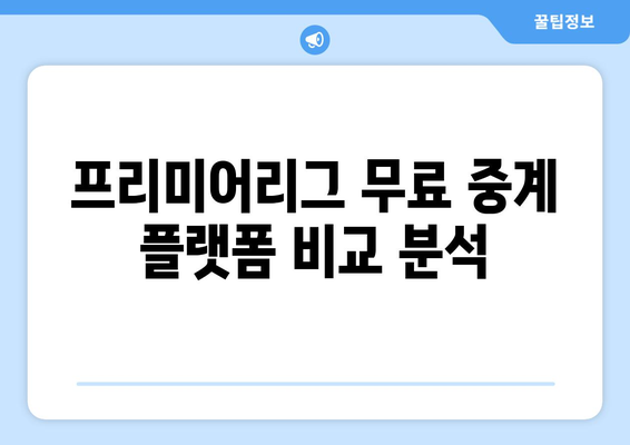 프리미어리그 무료중계 시청 가능한 플랫폼 소개