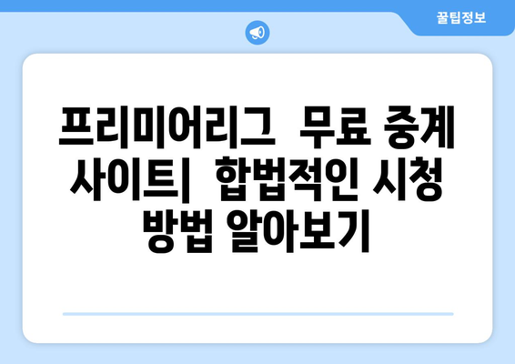 프리미어리그 무료 중계: 놓치지 말아야 할 사이트들