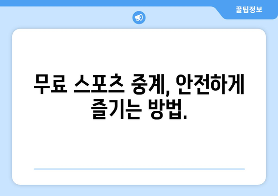 스포츠 실시간 무료 중계: 합법적인 시청 방법