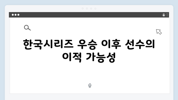 한국시리즈 우승 팀 선수들의 FA 시장 가치 변화